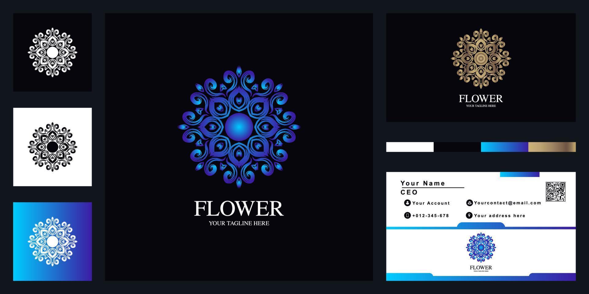 Flower or ornament luxury logo template design with business card. vector