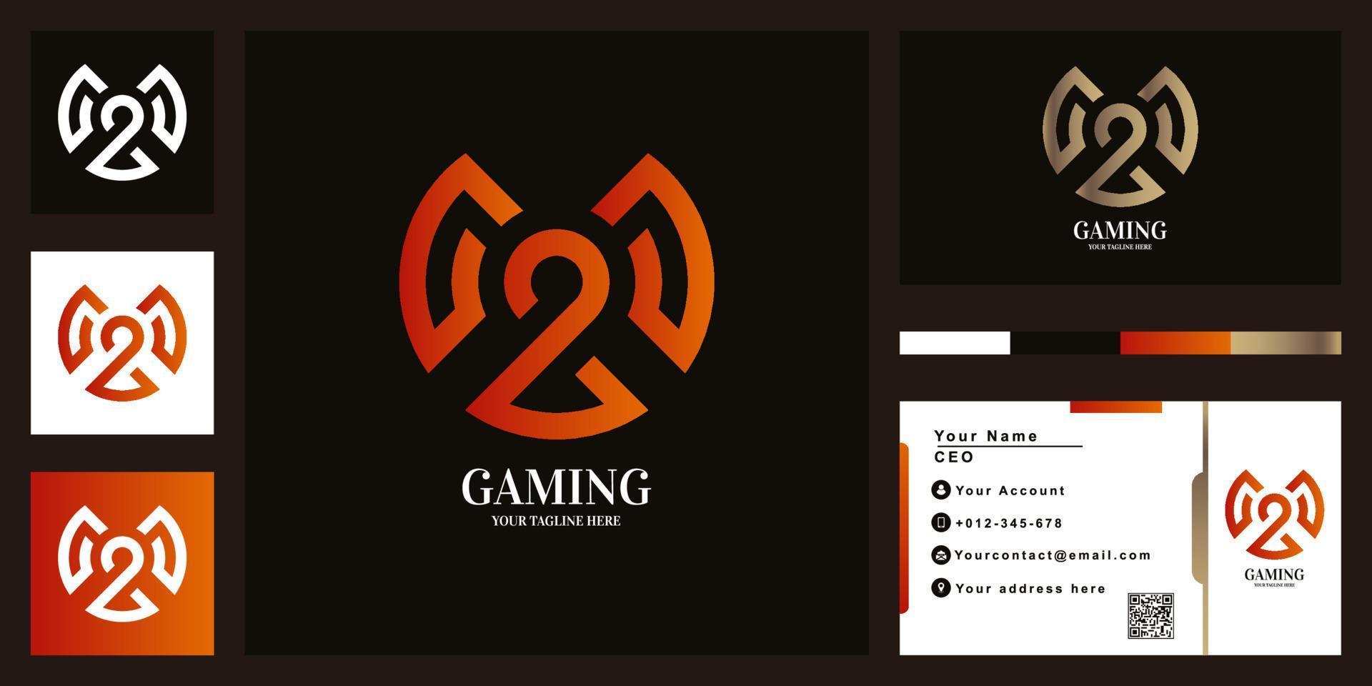 Gaming or letter MOU logo template with business card design vector