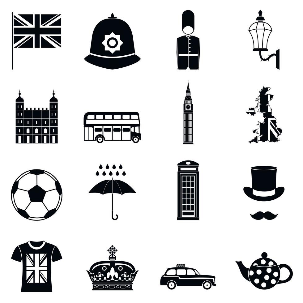 Great Britain icons set, simple style vector