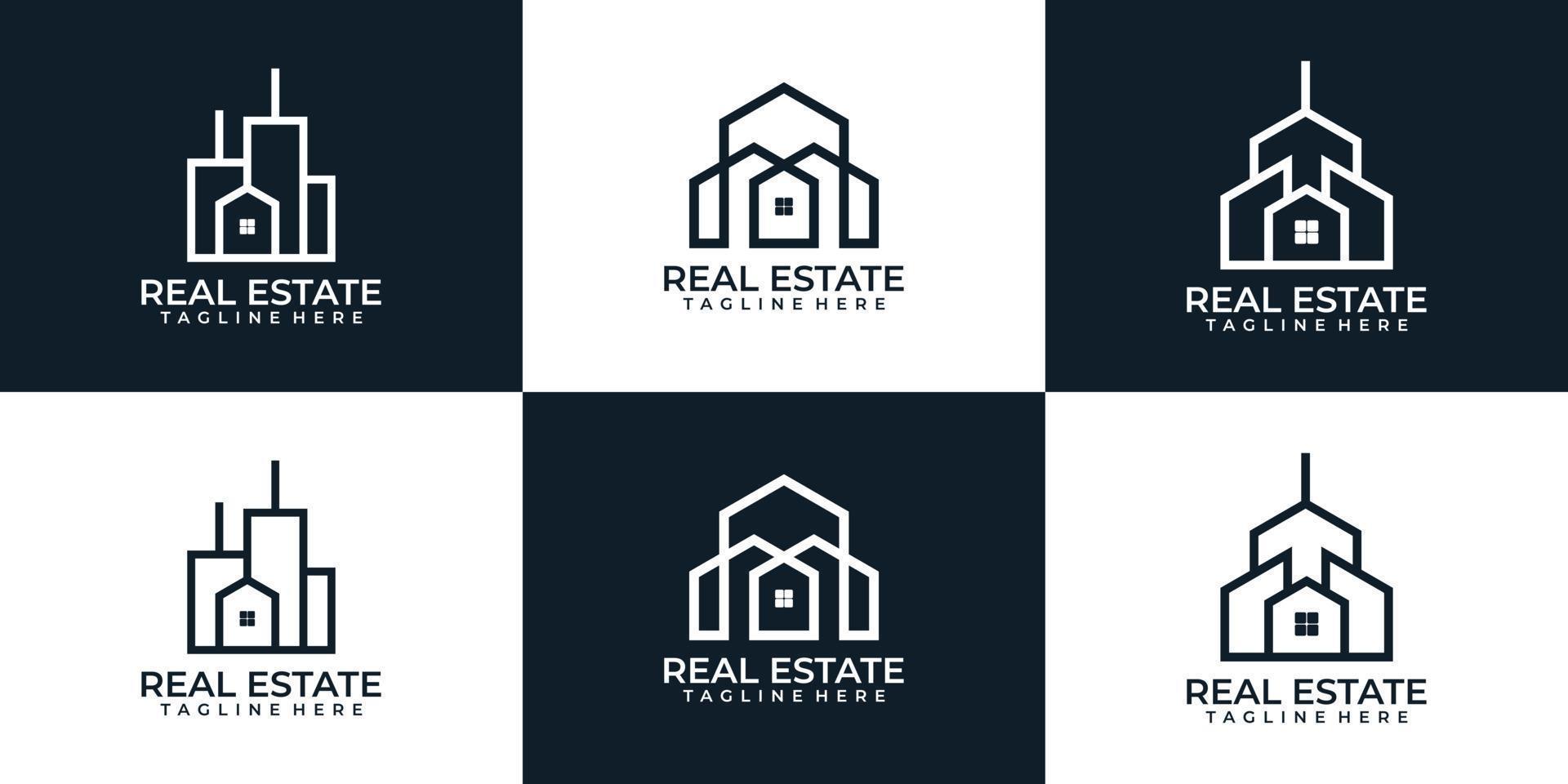monograma arquitectura bienes raíces residencial logo apartamento vector