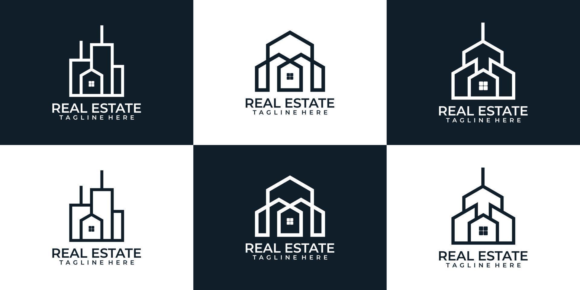 Monogram architecture real estate residential logo apartment vector