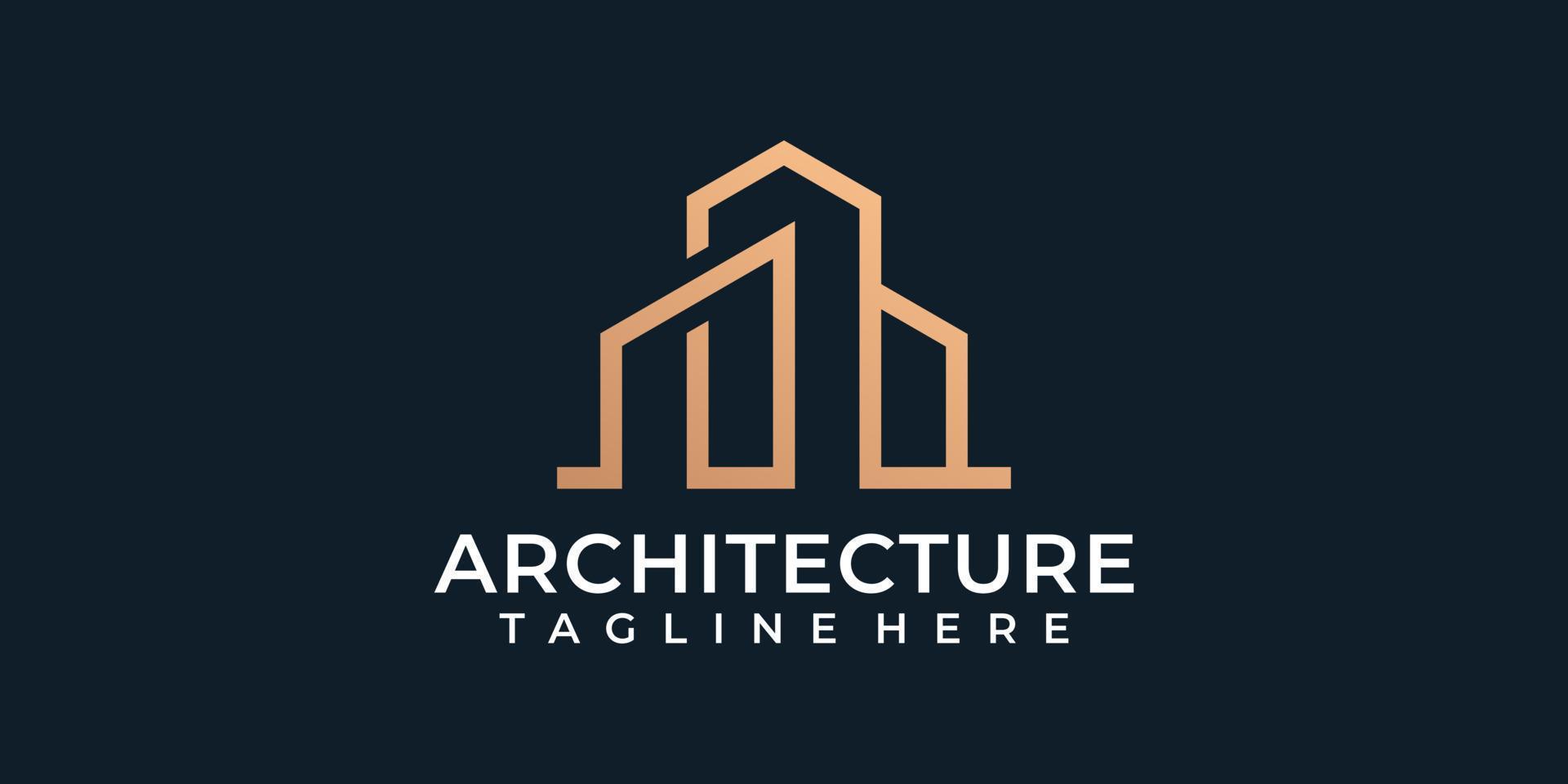 Modern monogram architecture construction logo residential vector