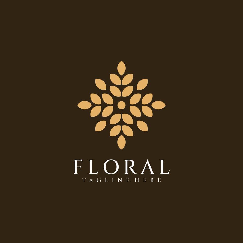 concepto de vector de logotipo adornado de flor de hoja de belleza femenina