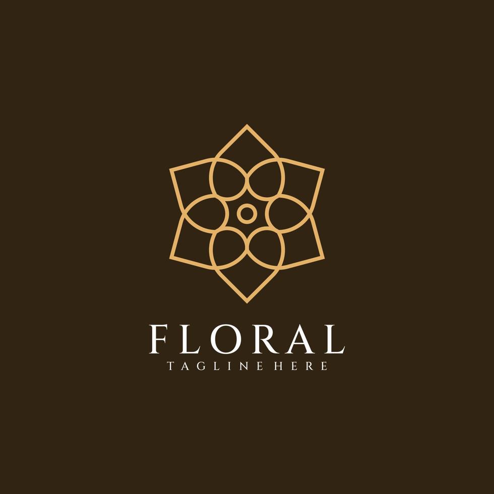 concepto de diseño de logotipo de ornamento floral de mandala de monograma minimalista vector