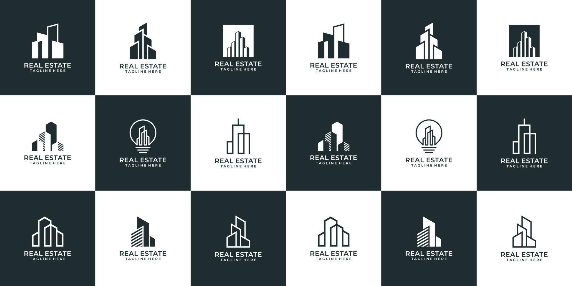 colección de logotipos de bienes raíces de construcción de arquitectura creativa vector