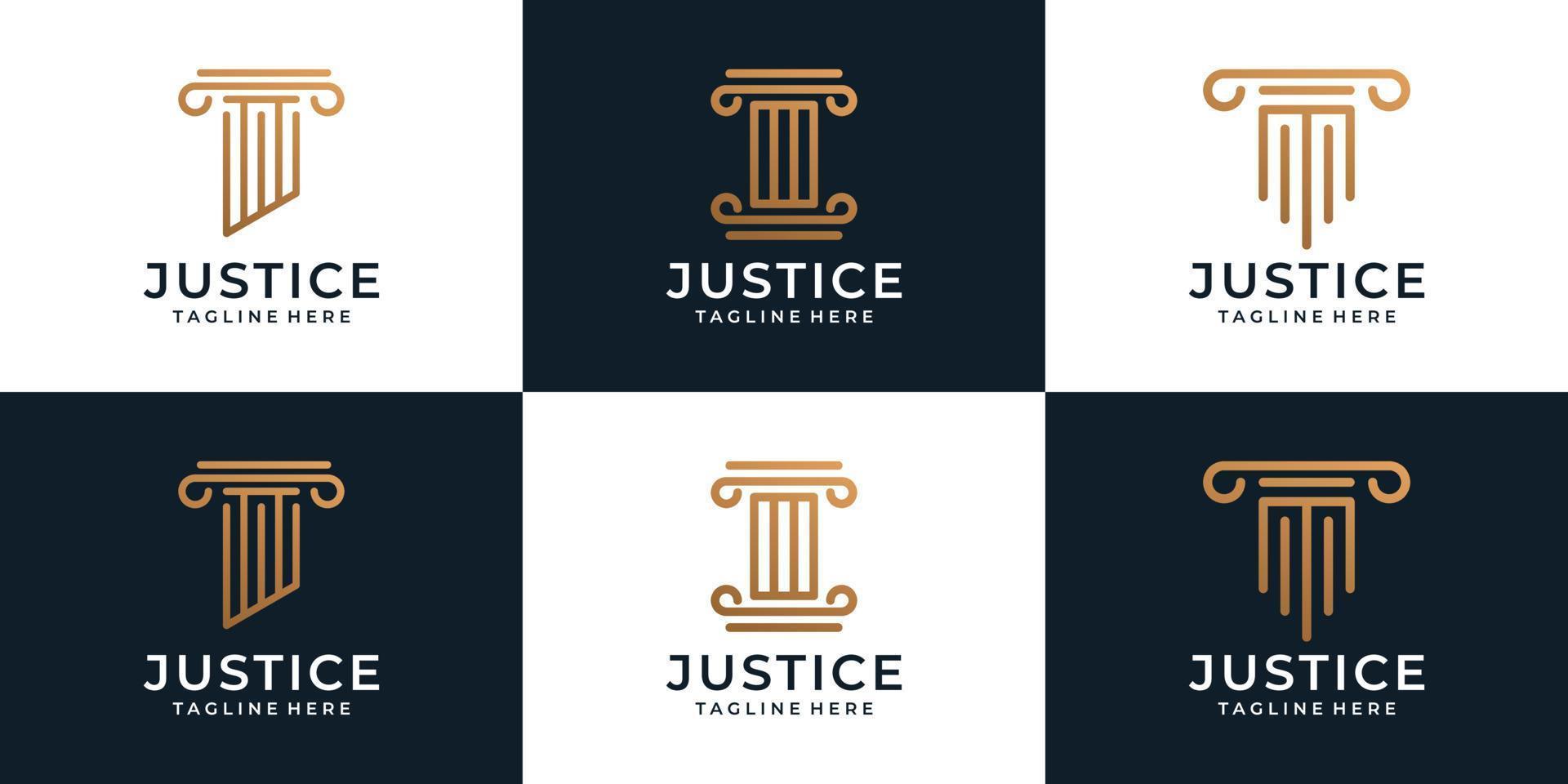 conjunto de plantilla de logotipo de abogado legal de justicia creativa vector