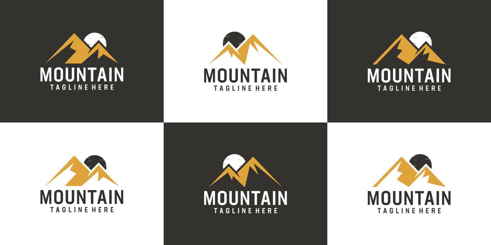 Set of landscape adventure mountain peak logo vector design