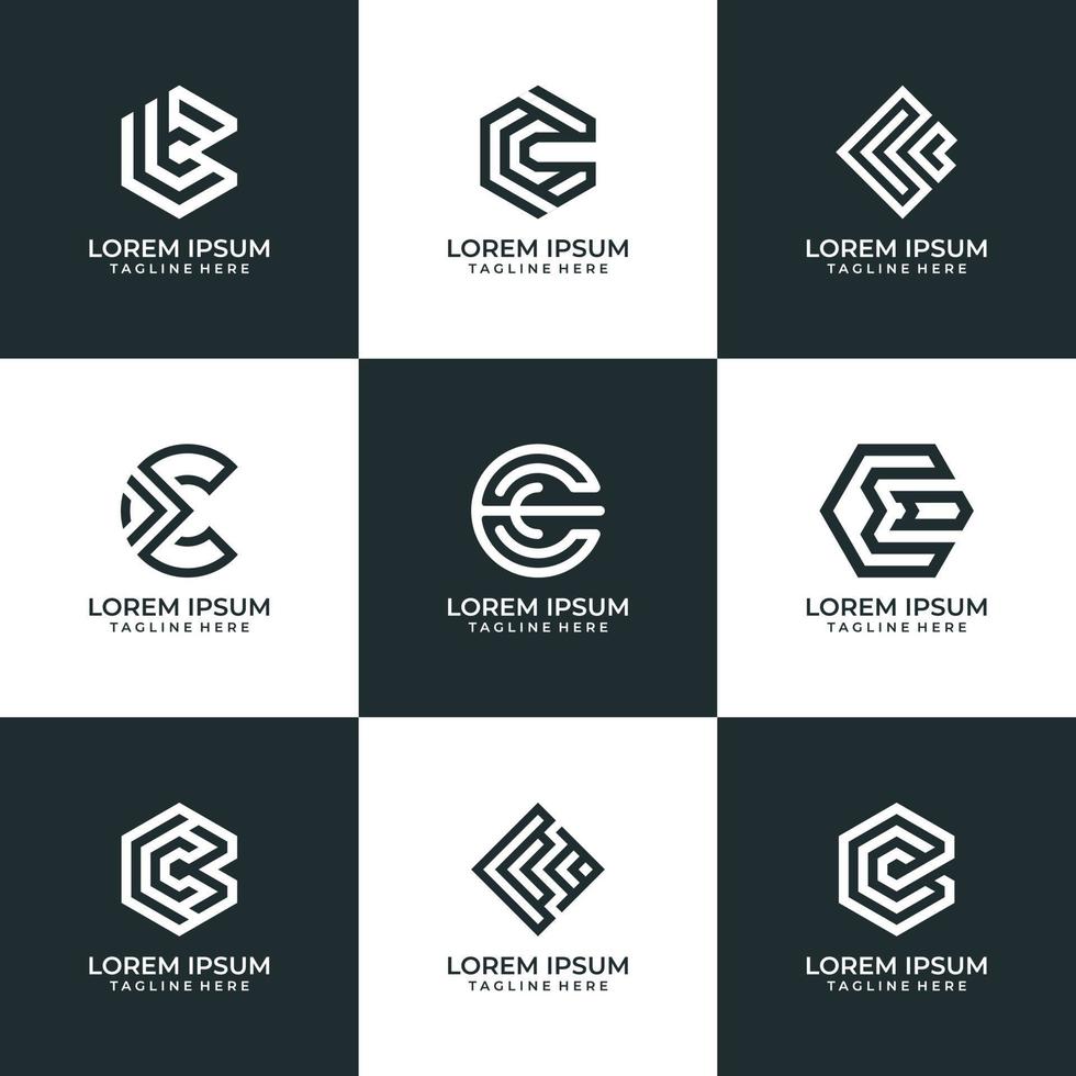 Set of creative letter c logo design symbol vector