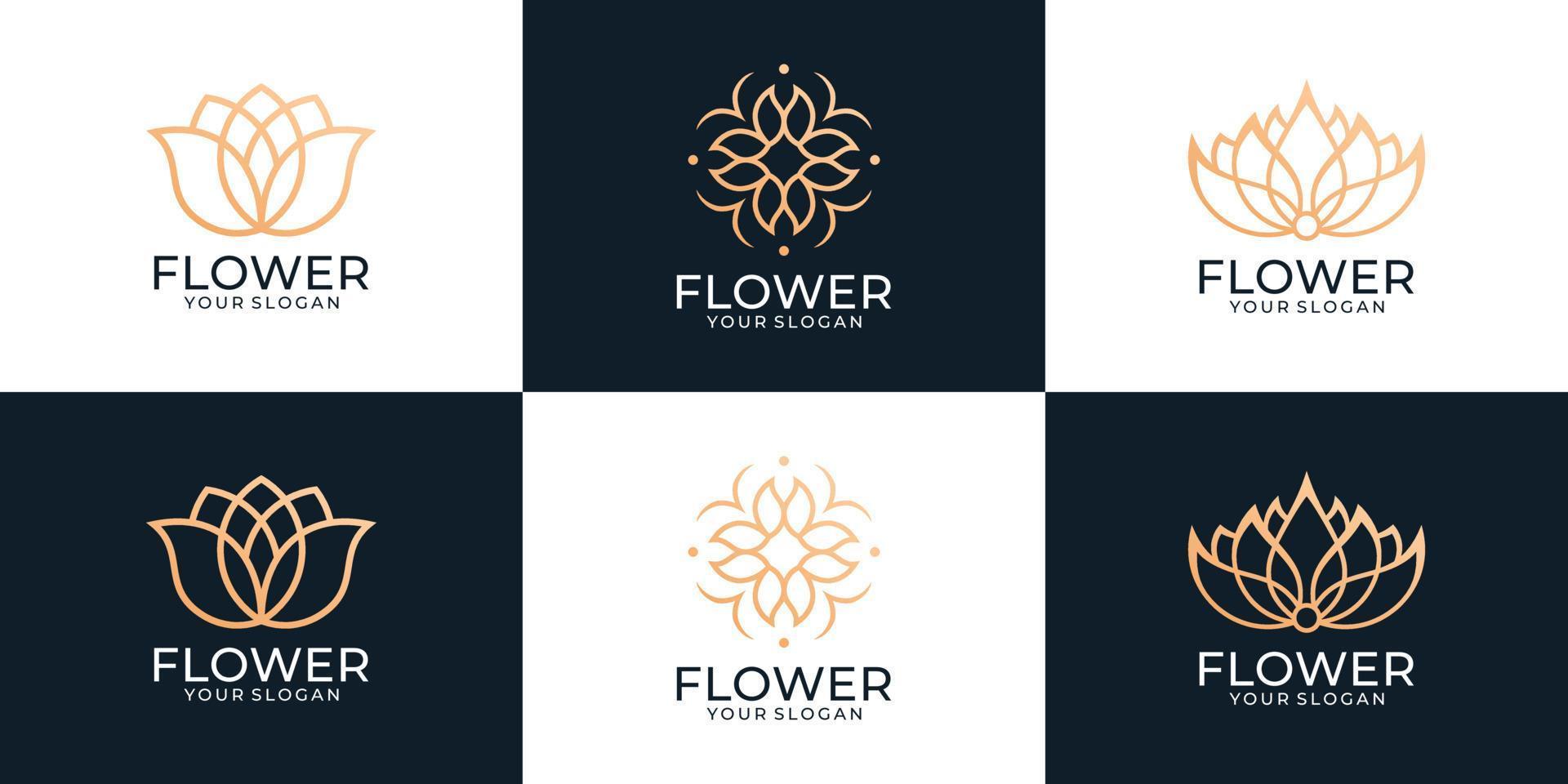 Set of lotus yoga spa meditation logo vector