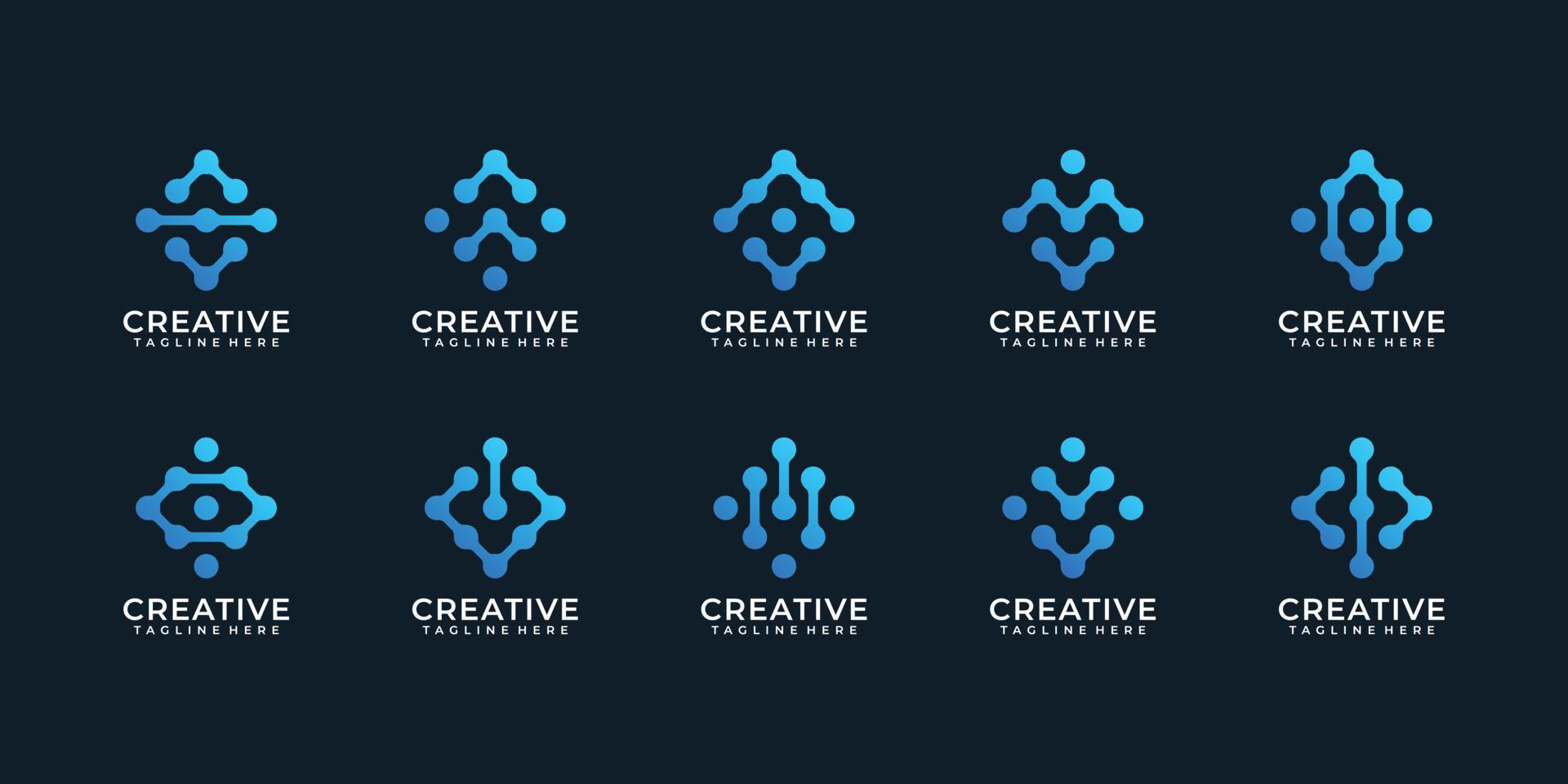 Set of trendy internet technology web digital logo vector inspiration