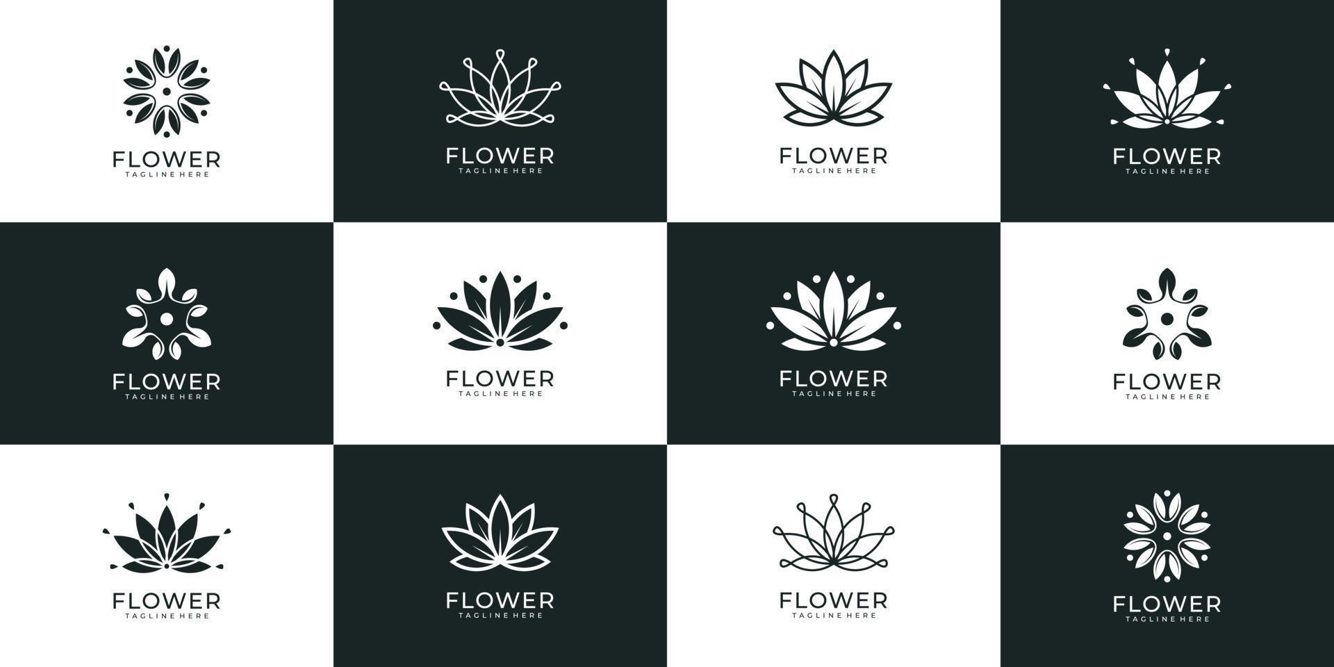 hermosa y única plantilla de logotipo de flores de lujo para spa hotel resort vector