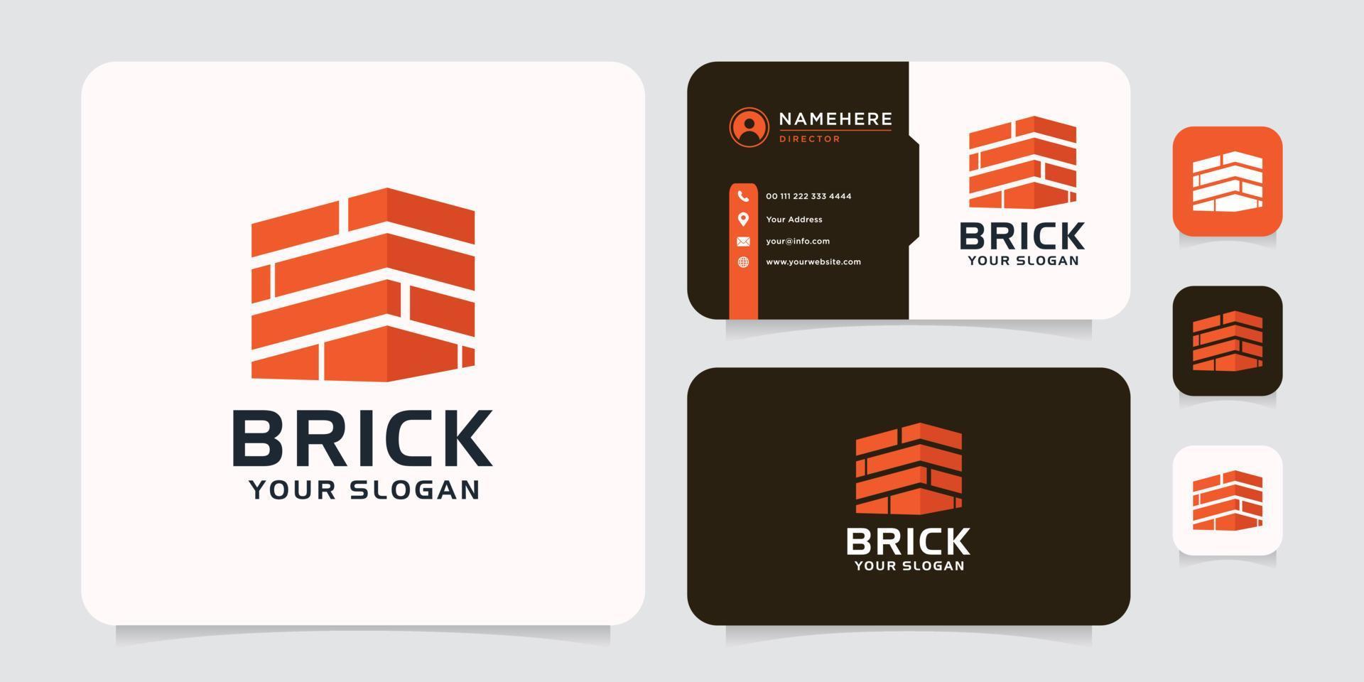 Modern residential real estate brick building logo concept vector