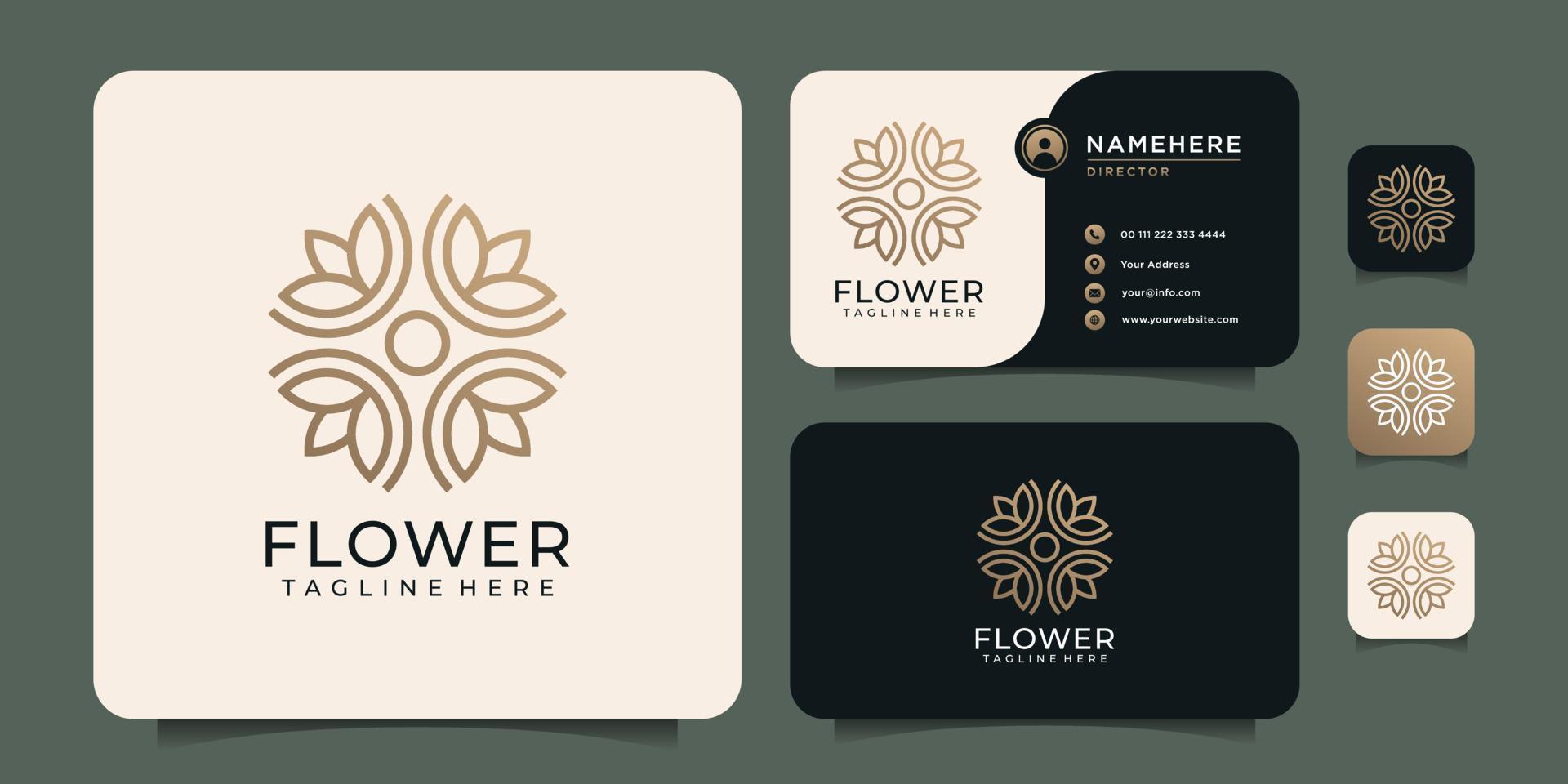 diseño de logotipo floral de naturaleza de flor de lujo de monograma minimalista vector