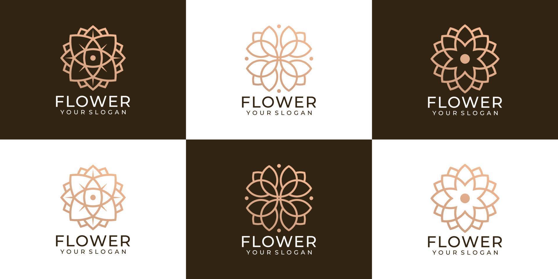 Set of creative minimalist flower spa beauty and boutique vector
