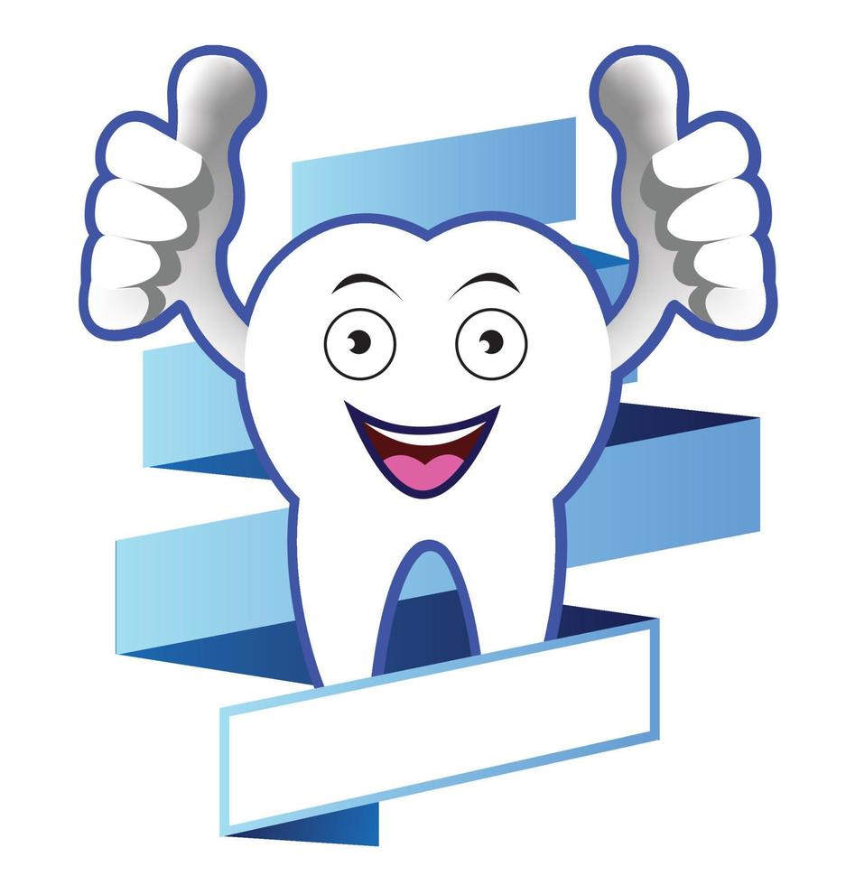 Happy Cartoon smiling tooth banner vector