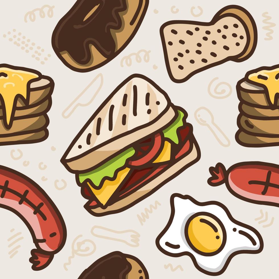 Breakfast Elements Seamless Pattern vector