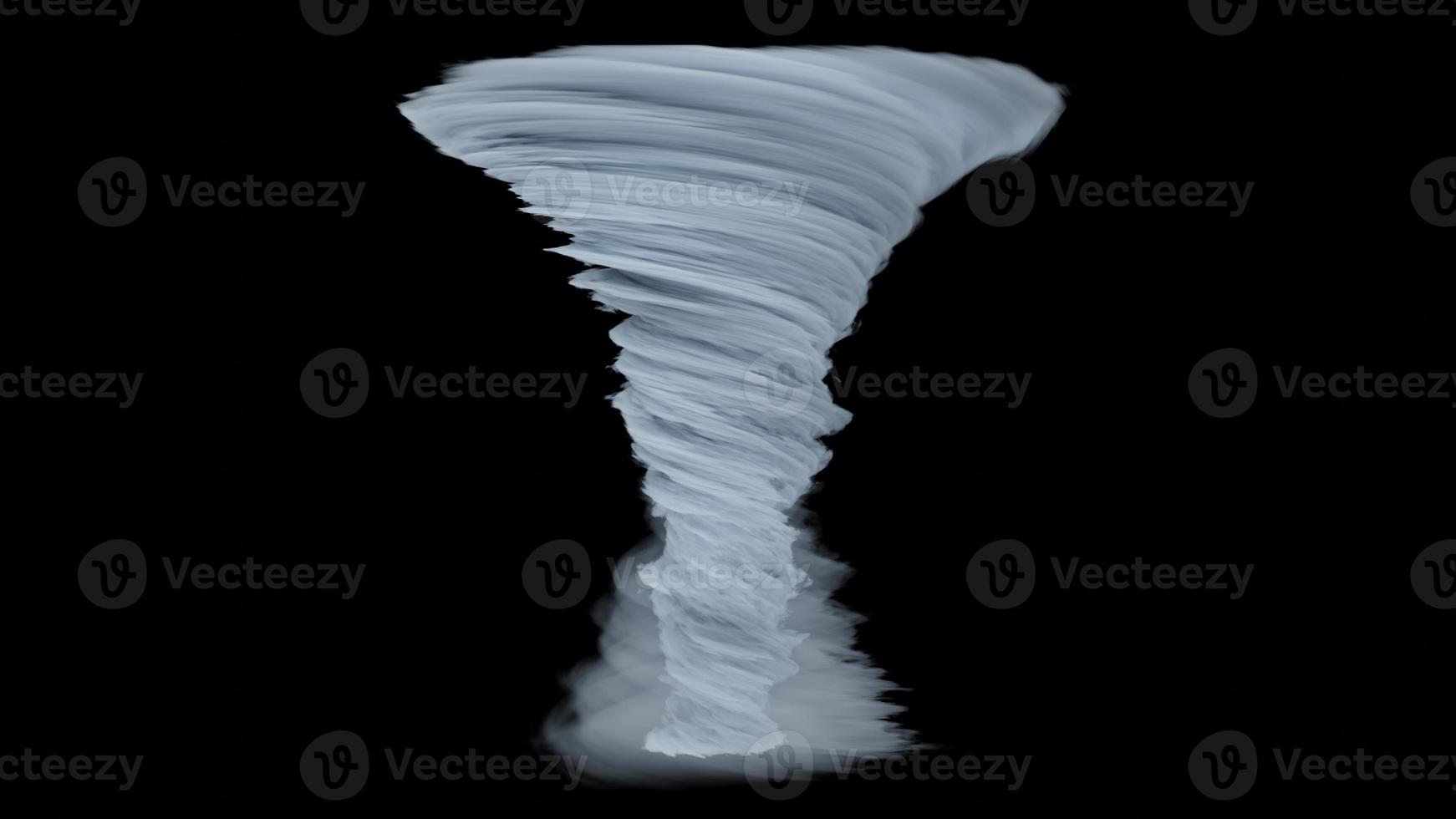 Powerful Tornado. Flowing smoke. Hurricane. Tornado isolated on black background. 3D illustration photo