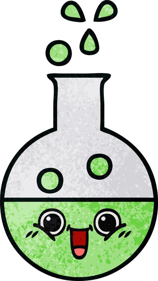 retro grunge texture cartoon test tube vector