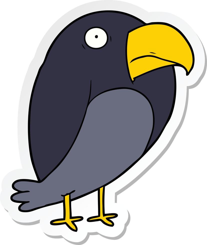 sticker of a cartoon crow vector