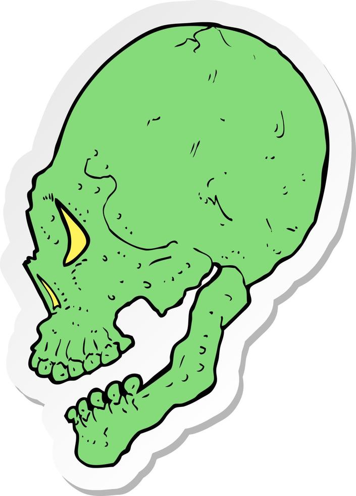 sticker of a spooky skull illustration vector