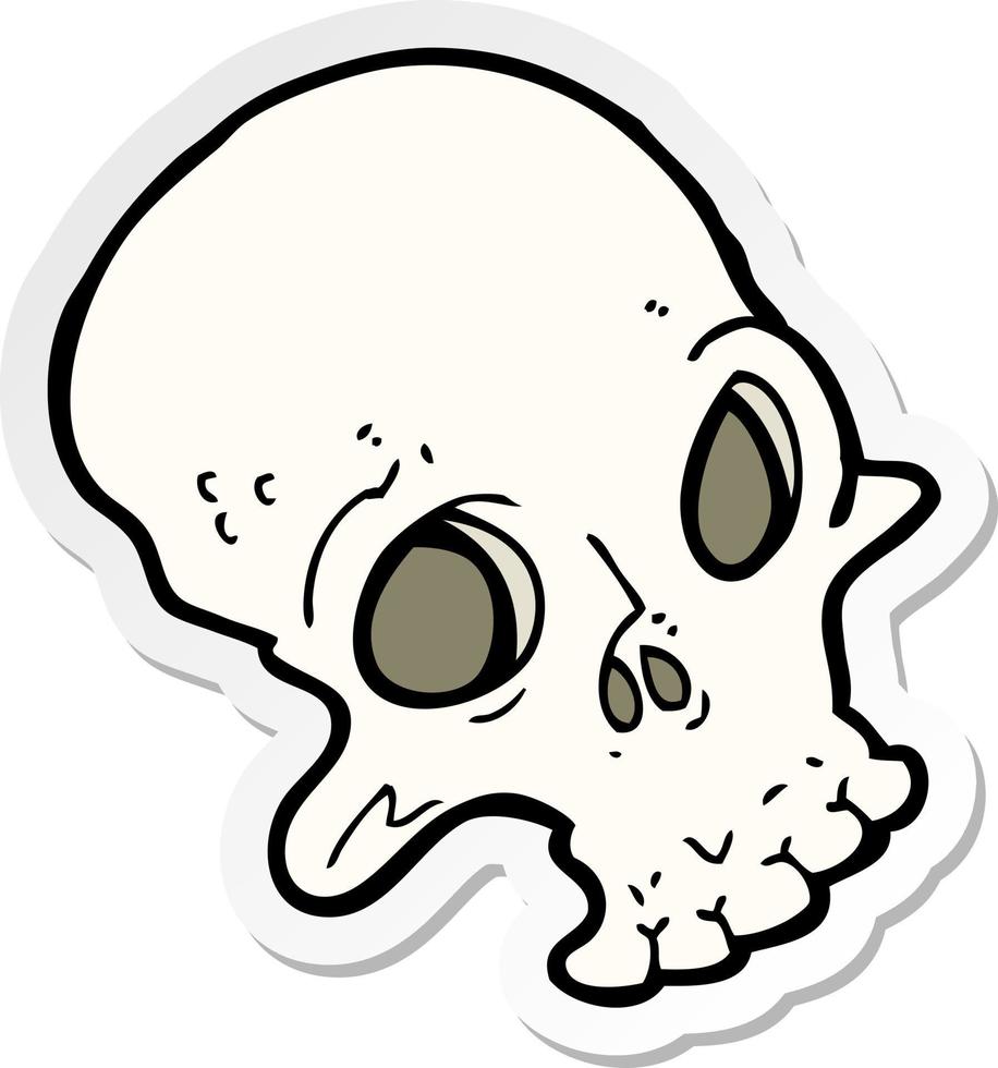 sticker of a cartoon spooky skull vector