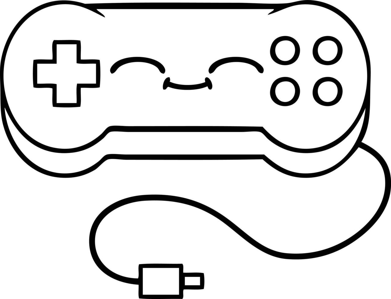 line drawing cartoon game controller vector