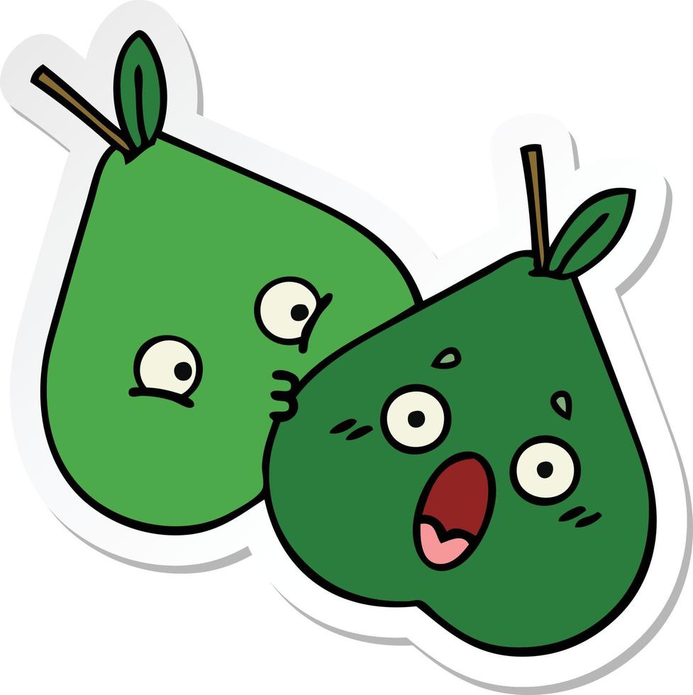 sticker of a cute cartoon pears vector