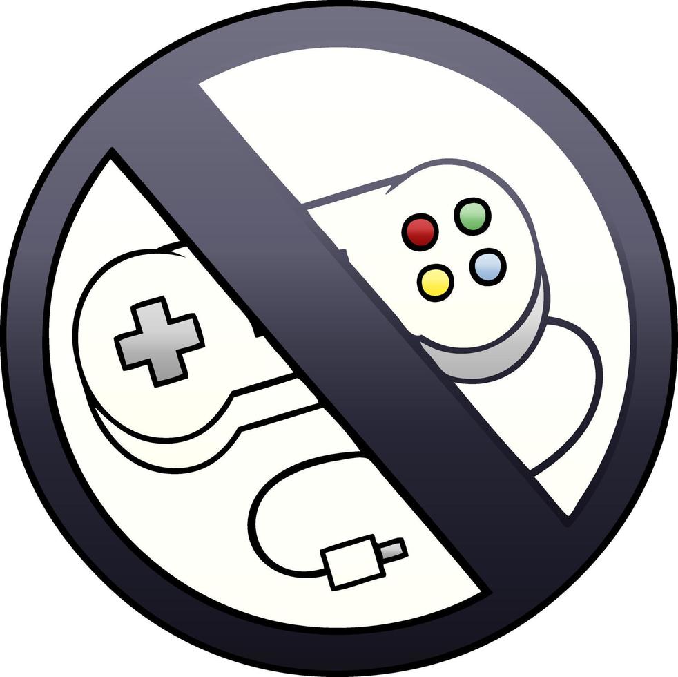 gradient shaded cartoon no gaming sign vector