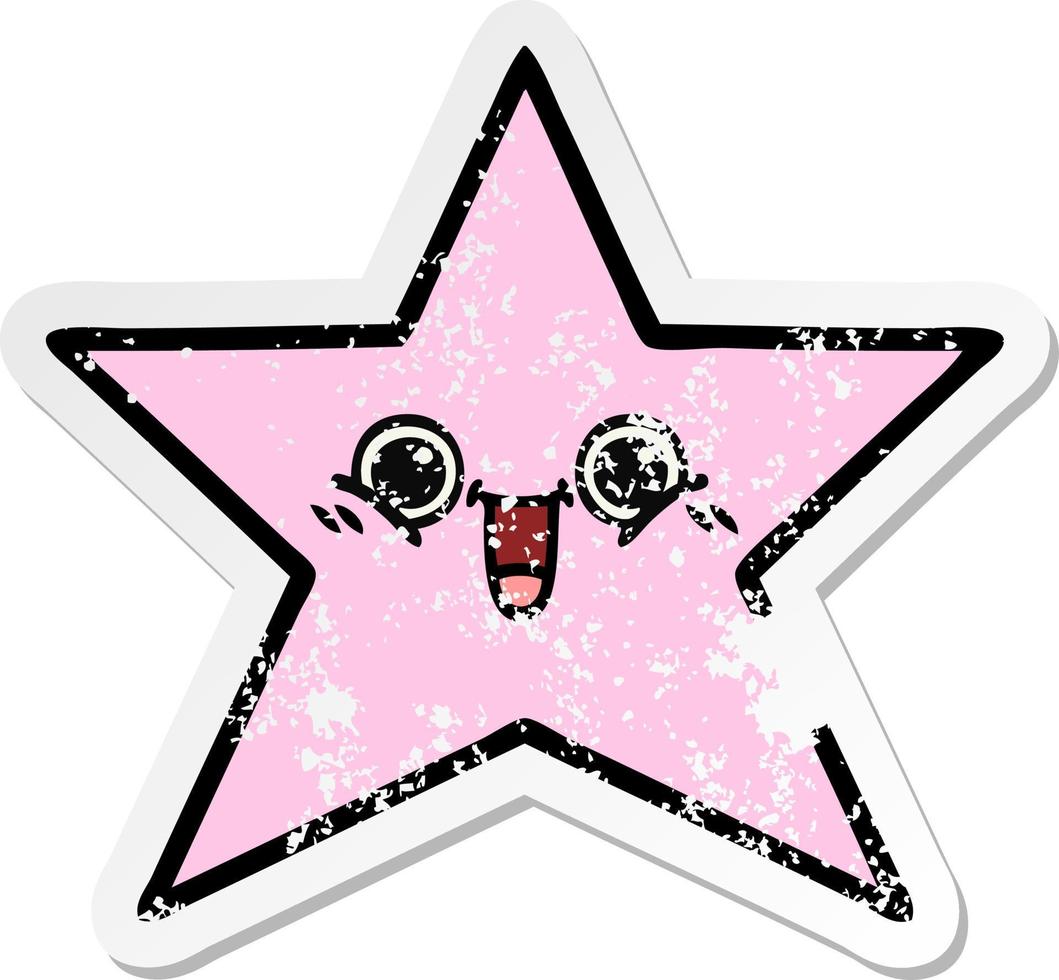 distressed sticker of a cute cartoon star fish vector