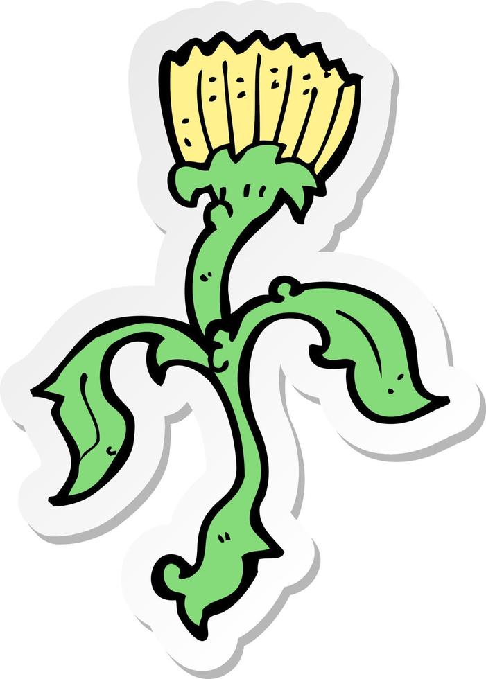 sticker of a cartoon flower vector