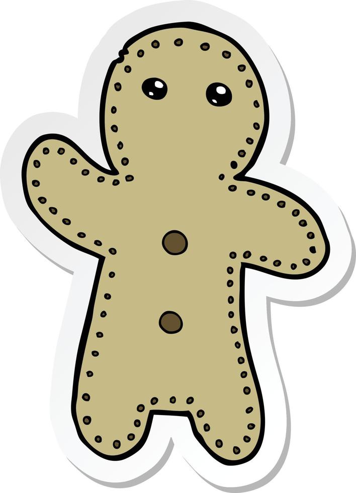 sticker of a cartoon gingerbread man vector