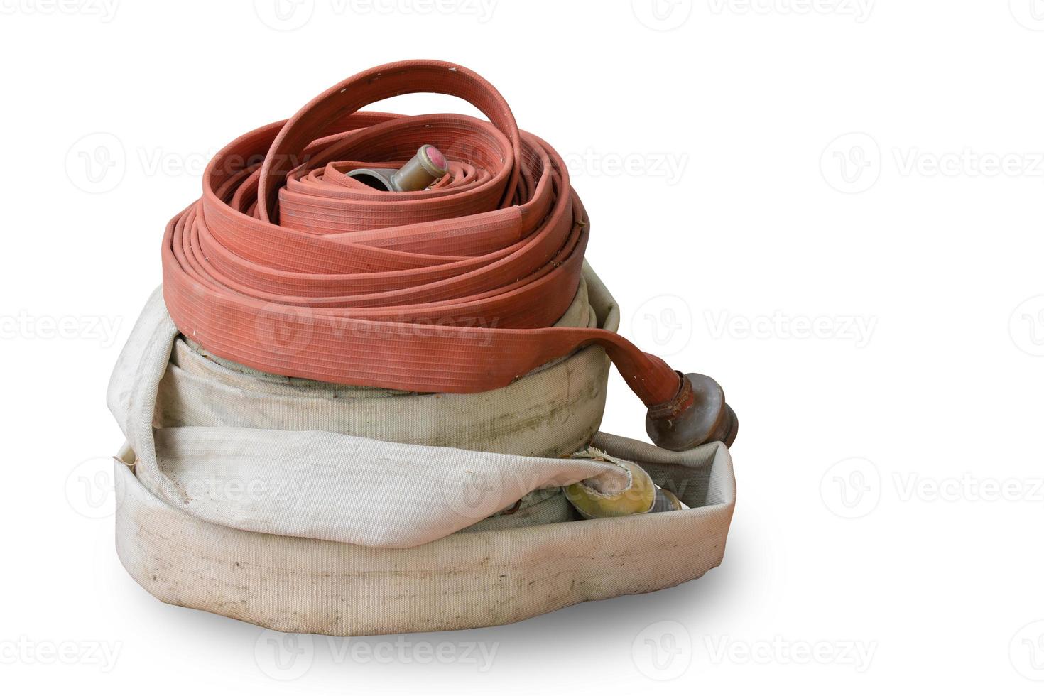 Old firehose isolated on white background, Clipping path photo