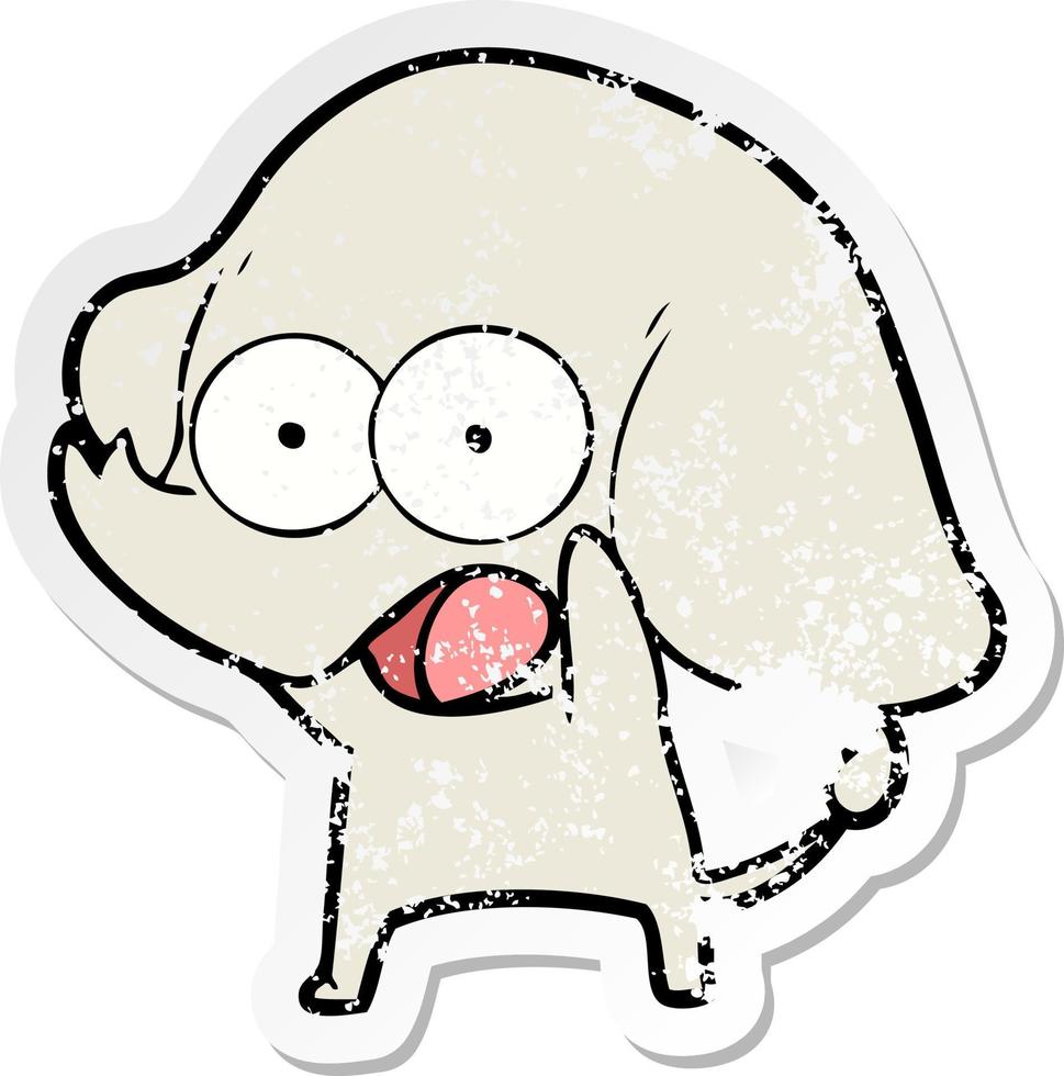 distressed sticker of a cute cartoon elephant vector