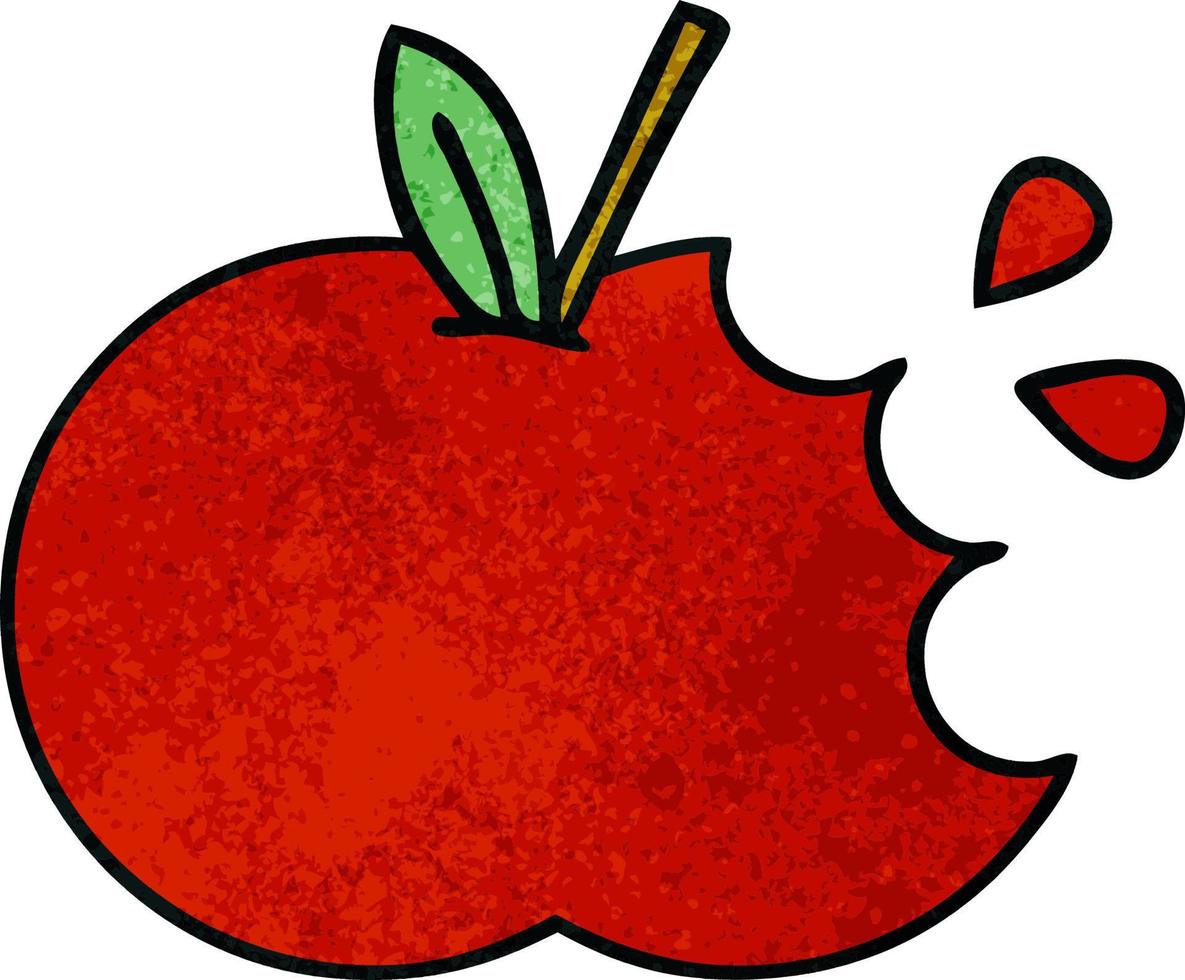 retro grunge texture cartoon red apple vector