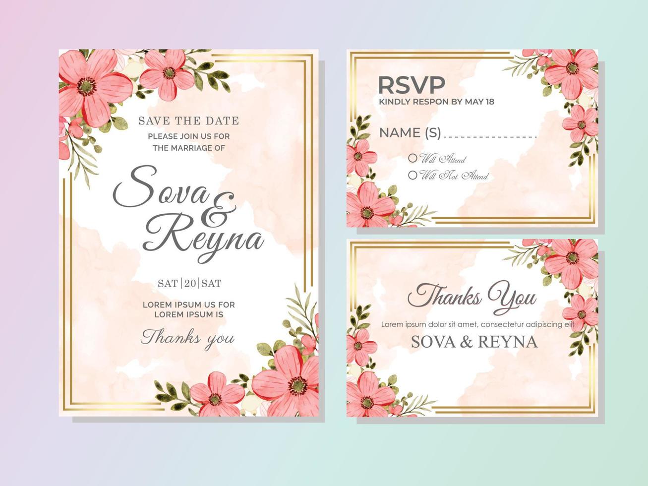 vector de plantilla de tarjeta de invitación de boda