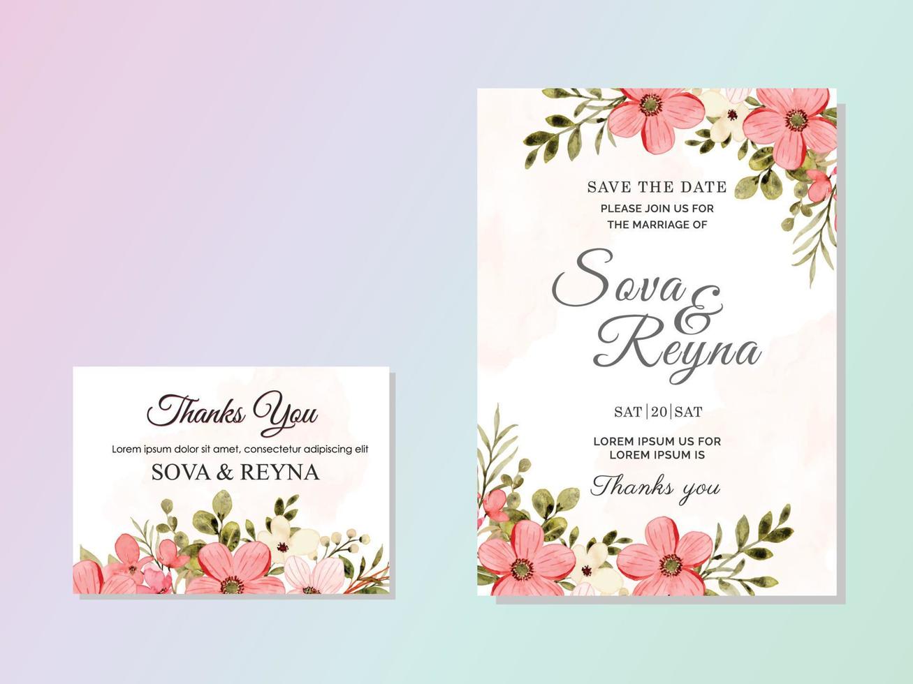 simple wedding invitation card template vector