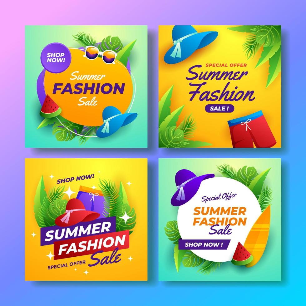 Summer Fashion Sale Social Media vector