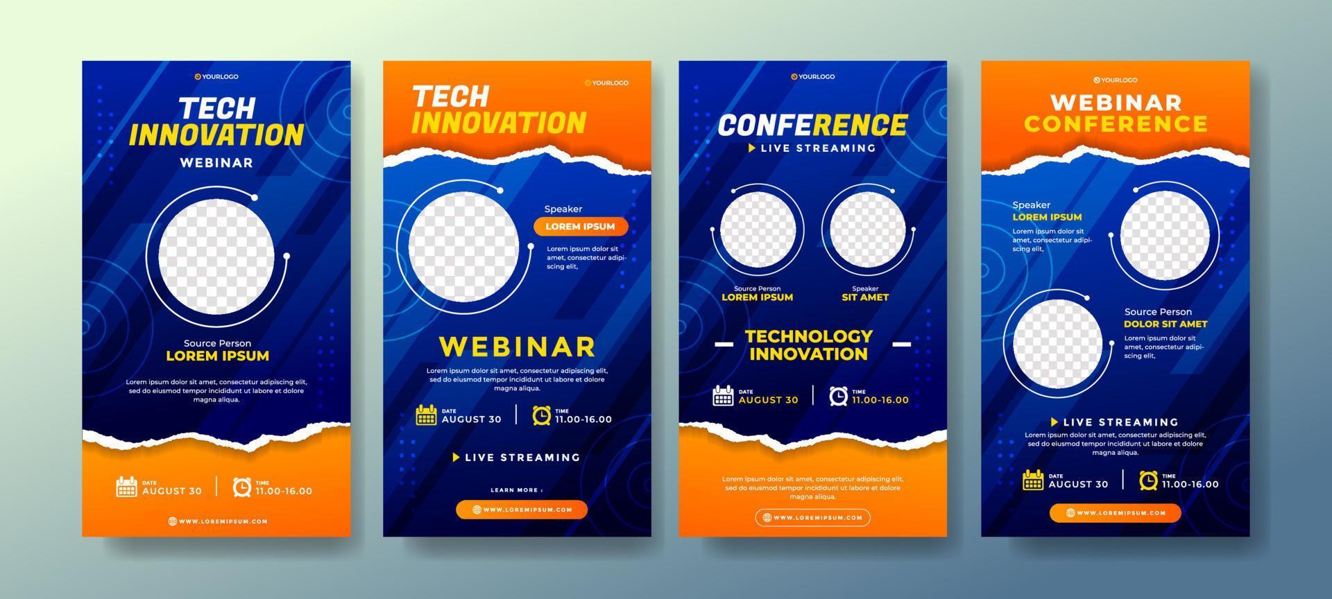 Webinar Technology Innovation Social Media Story Templates vector