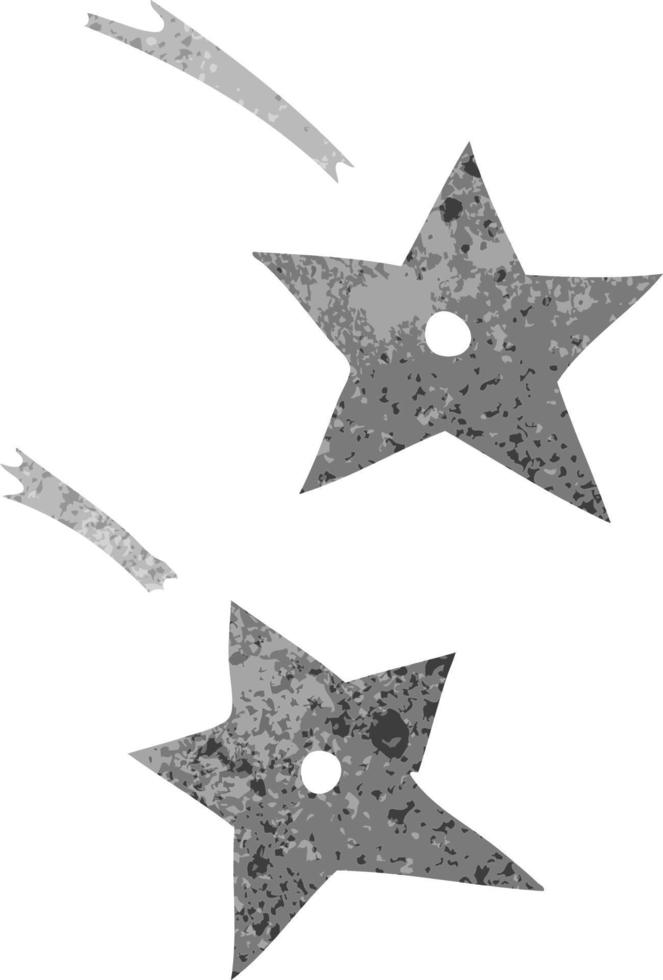 retro cartoon doodle of ninja throwing stars vector