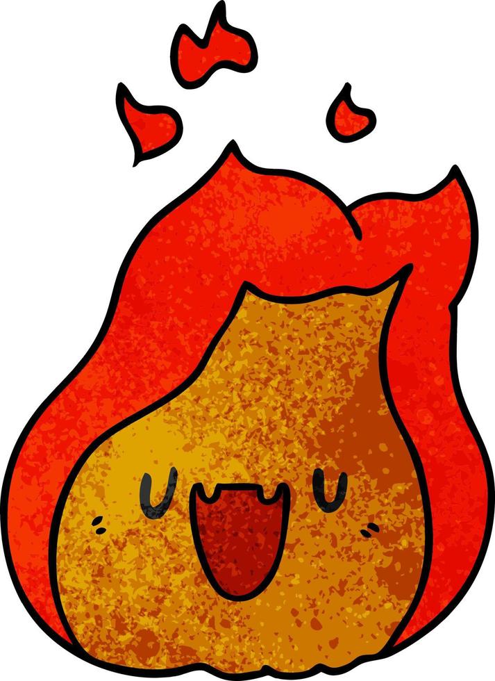 textured cartoon kawaii cute fire flame vector