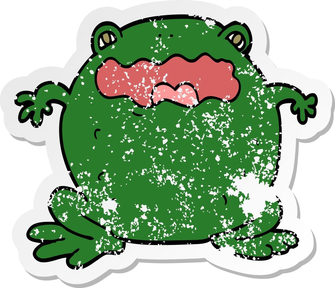 distressed sticker of a cartoon toad vector