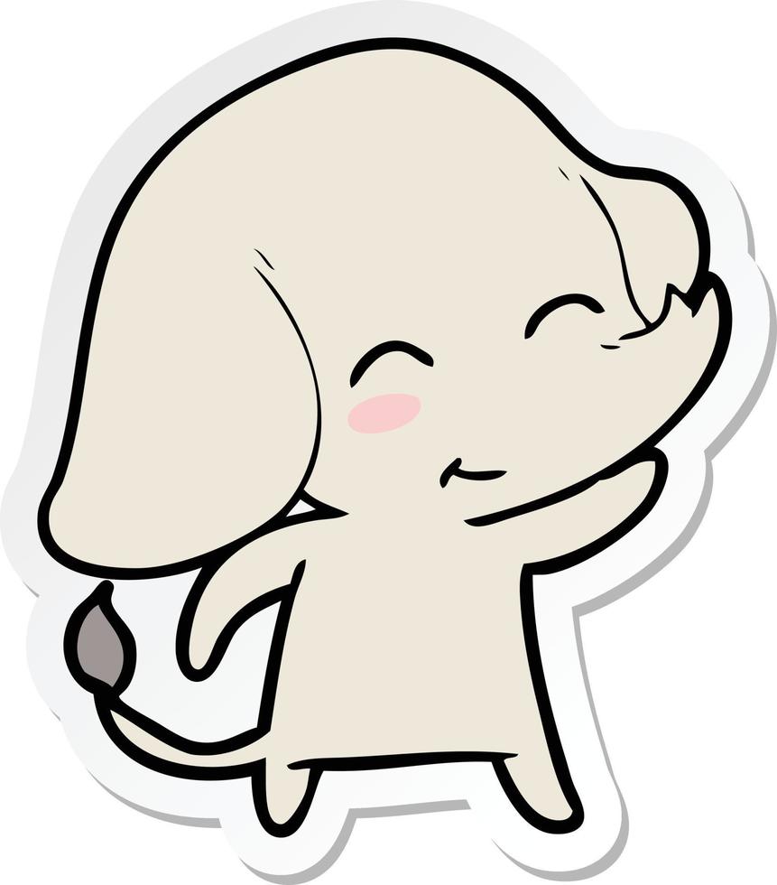 sticker of a cute cartoon elephant vector