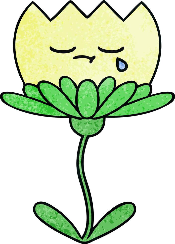 retro grunge texture cartoon flower vector