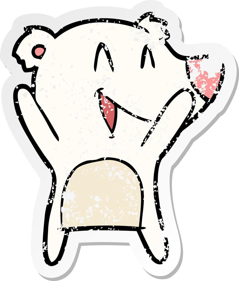 distressed sticker of a laughing polar bear cartoon vector