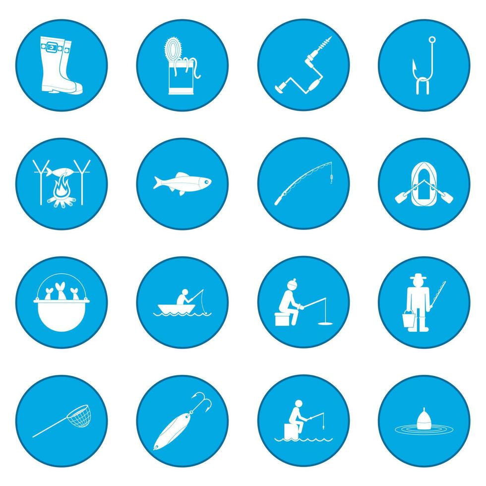 Fishing icon blue vector