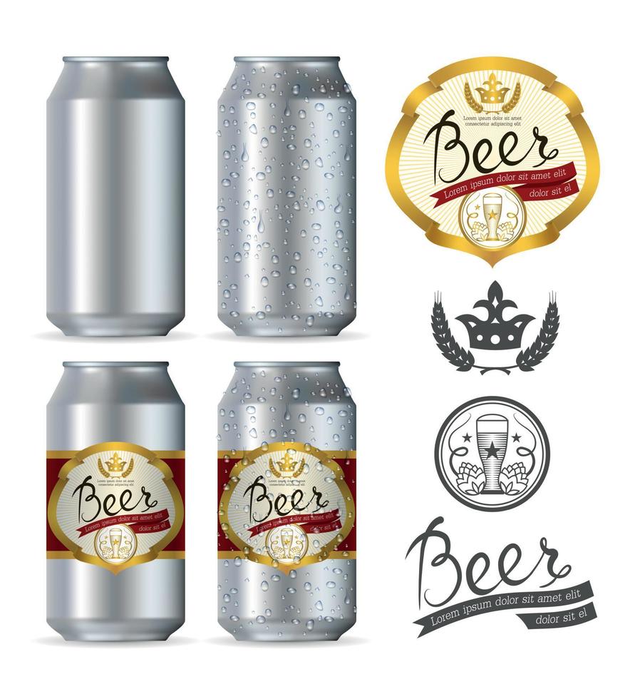 Beer aluminum realistic cans vector