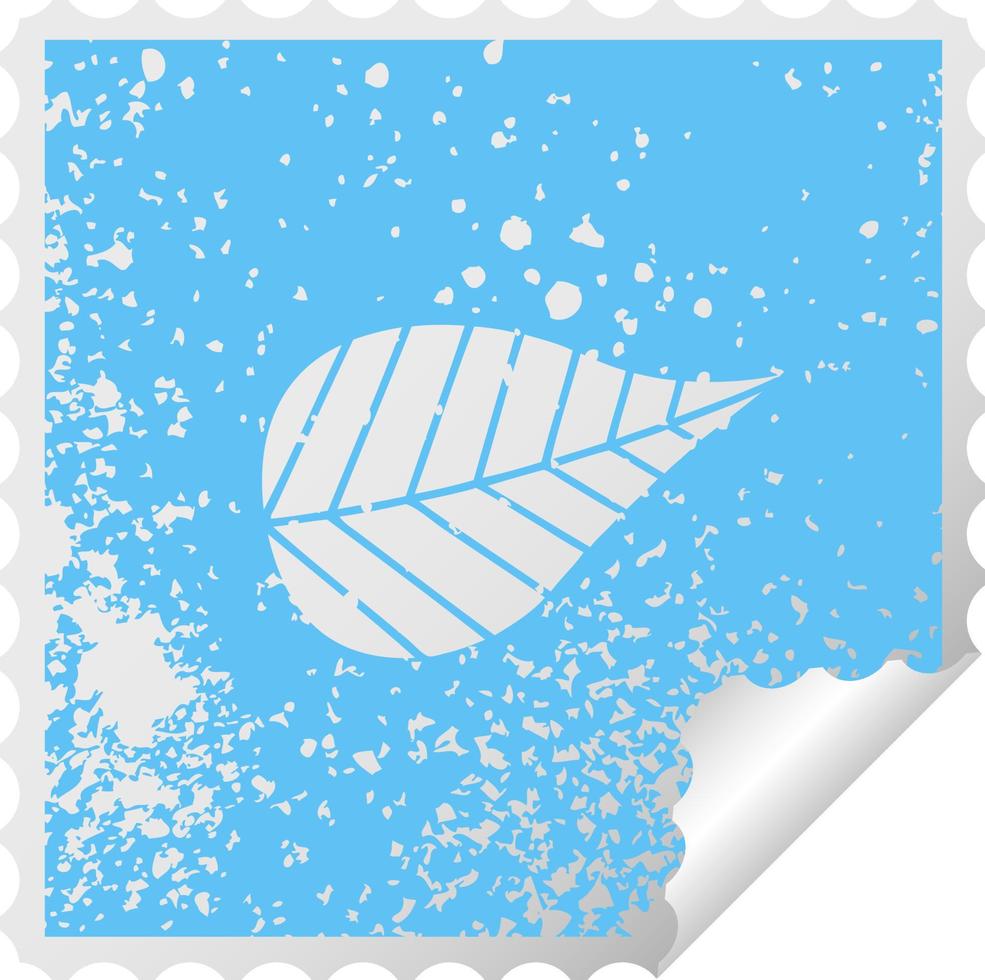 distressed square peeling sticker symbol green leaf vector