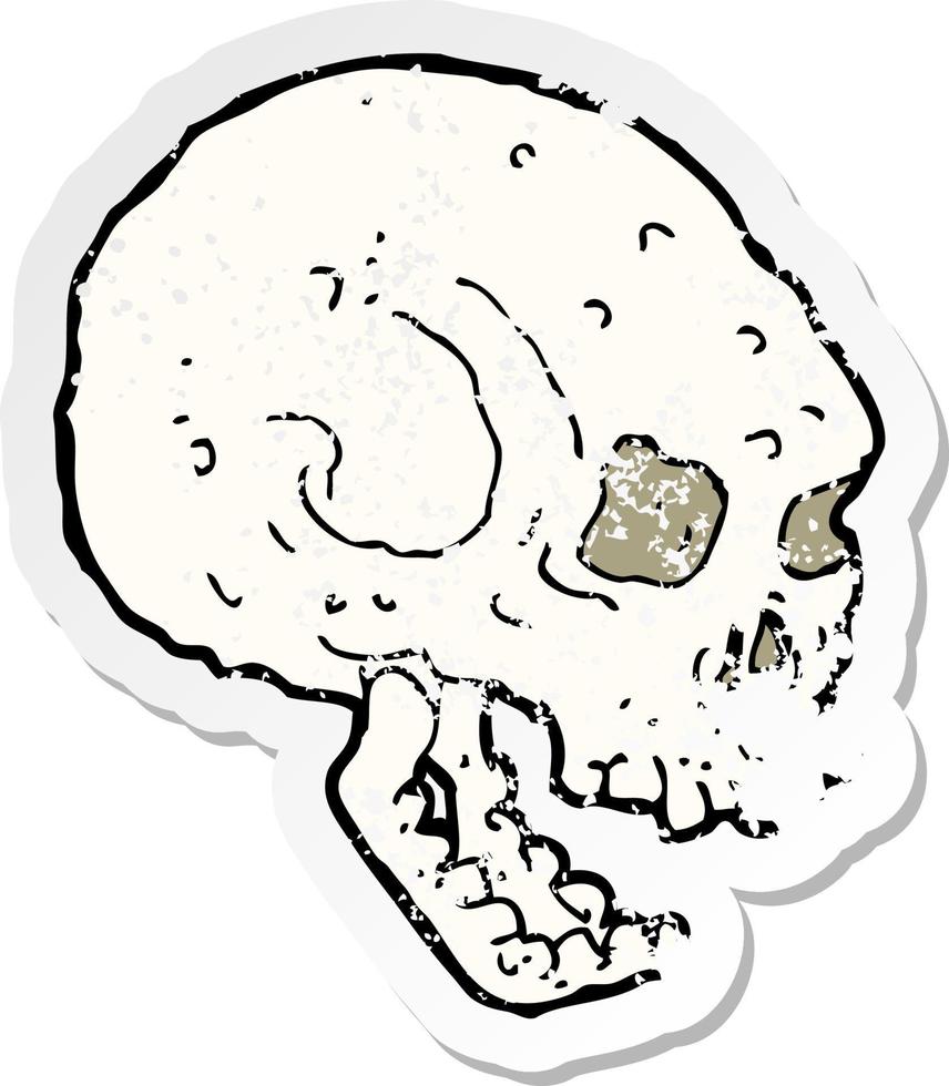retro distressed sticker of a cartoon spooky skull vector
