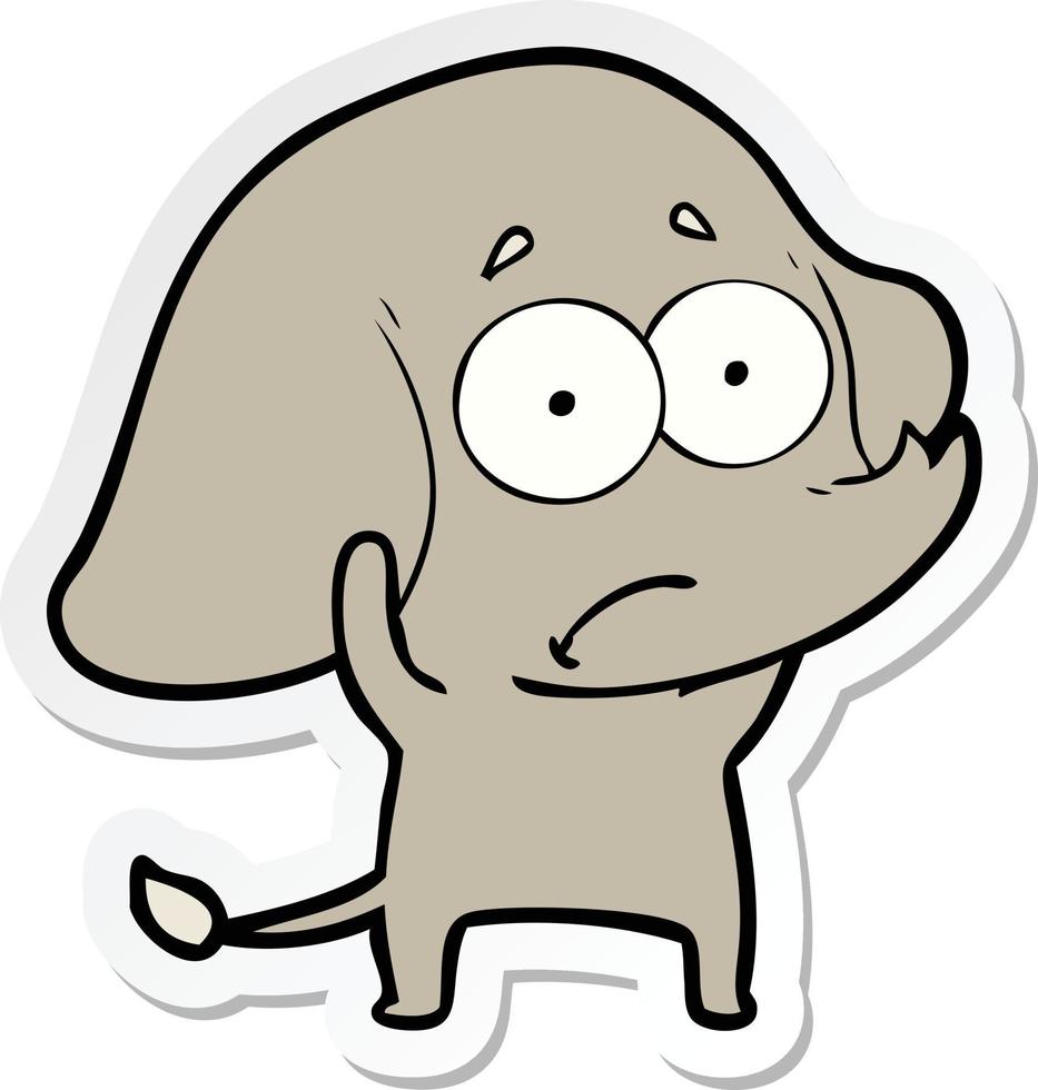 sticker of a cartoon unsure elephant vector