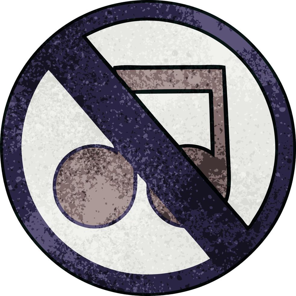 retro grunge texture cartoon no music allowed sign vector